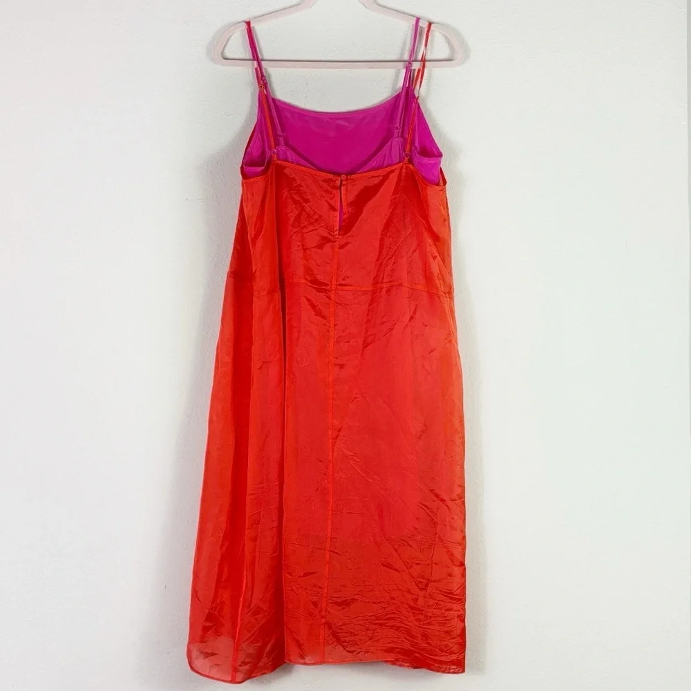J. Crew Collection Bright Pink Orange Layered dresses w/ spaghetti straps Sz 14